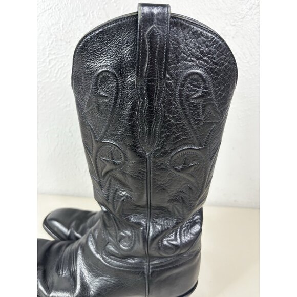 Luskeys Ryons Men 9.5 D Fort Worth Western Cowboy Dress Boots Black Leather EUC main image 11